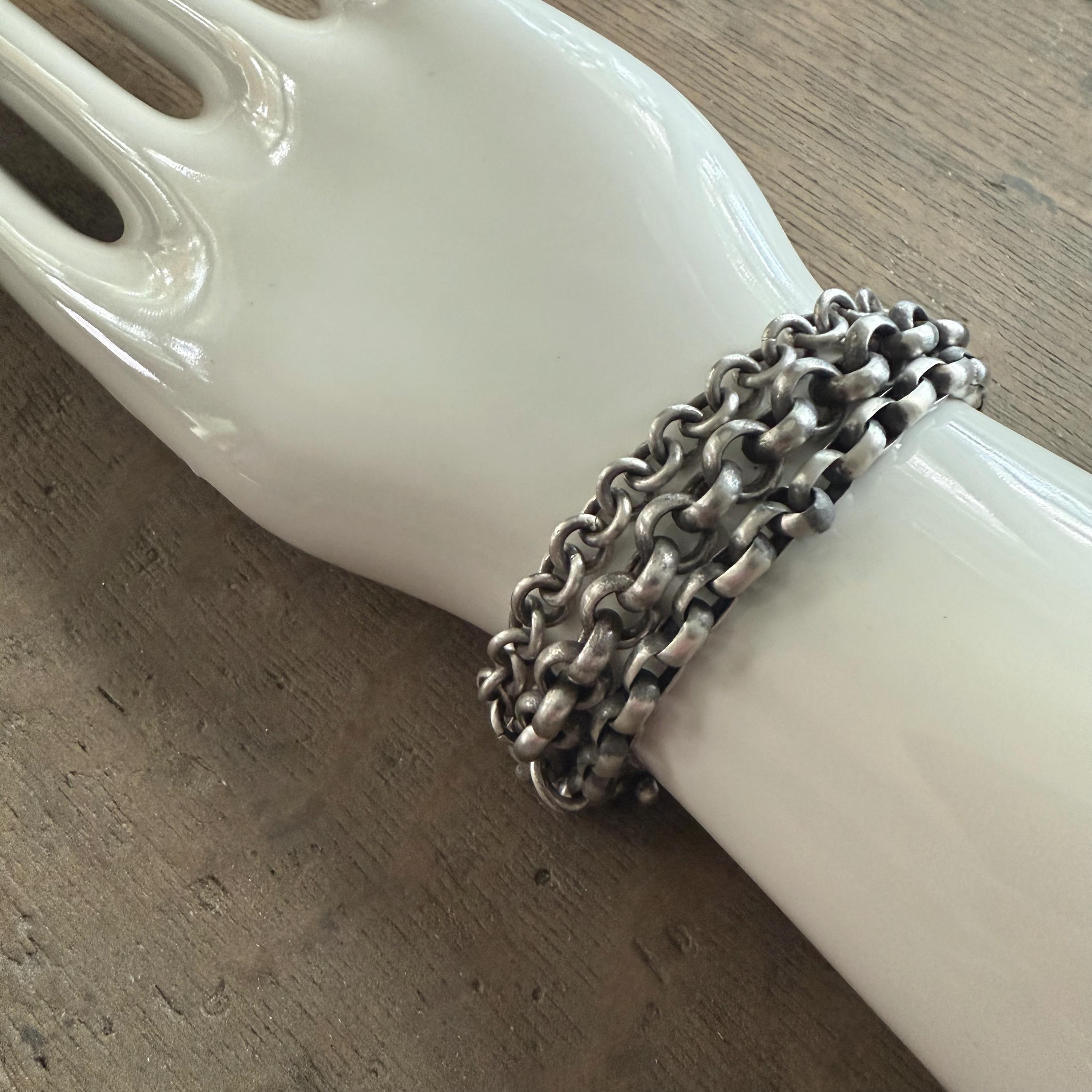 スターリングシルバー ヘビーマルチチェーンブレスレット ヴィンテージ