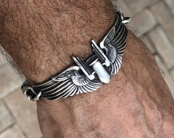 WW2 米陸軍航空爆撃機乗組員 Sterling Silver仕様 ブレスレット WW2 米陸軍航空爆撃機乗組員 Sterling Silver仕様 ブレスレット WW2 米