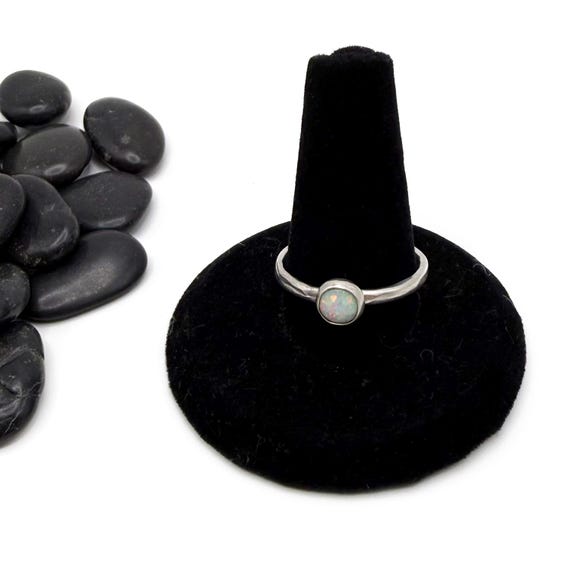 Opal Ring Bezel Setting Sterling Silver Solitaire… - image 6