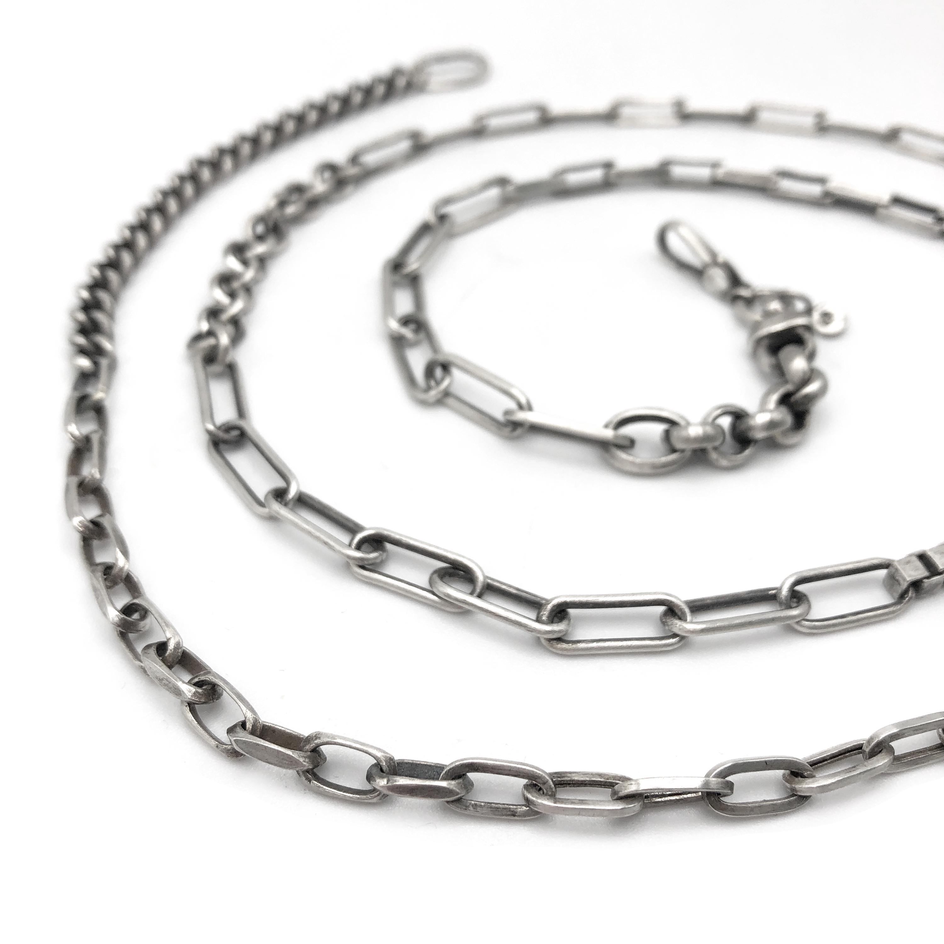 Long Sterling Silver Multichain Wrap Necklace Vintage Chains Eclectic Unique
