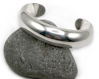 Sterling Silver Mexico Domed Chunky Cuff Bracelet Medium Womens 6.5