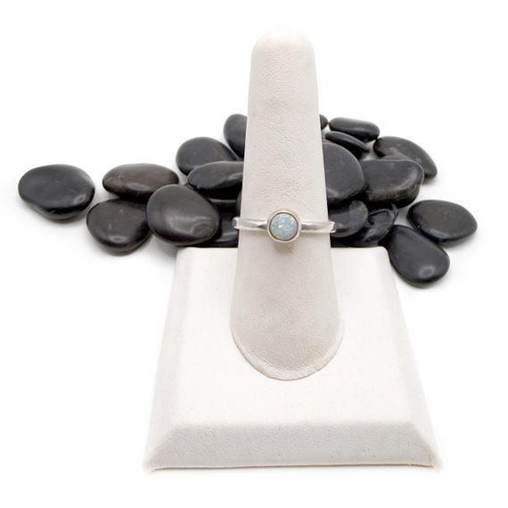 Opal Ring Bezel Setting Sterling Silver Solitaire… - image 9