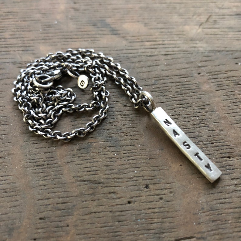 Nasty Sterling Silver Pendant Hand Stamped With or Without Chain image 2