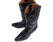 Vintage Nine West Black Leather Western Cowboy Cowgirl Rockabilly Boots Size 7M Womens