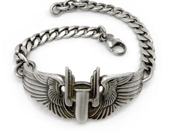 Vintage Sterling Silver WWII US Air Force Pilot Wing Bracelet - Etsy