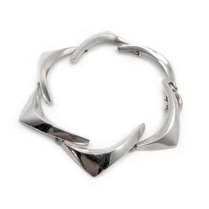 Bracciale Boomerang modernista in argento sterling vintage Eigil Jensen per Anton Michelsen Danimarca