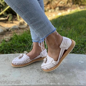 WOMENS MEXICAN SANDALS White Leather Handmade Shoe Huarache Etsy