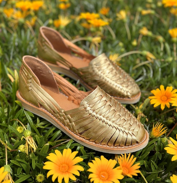 Gold Huarache Sandal Metallic Colors Huarache Sandal all Sizes Boho hippie Vintage Summer Sandals Mexican Shoes Mexican Leather Huarache Etsy