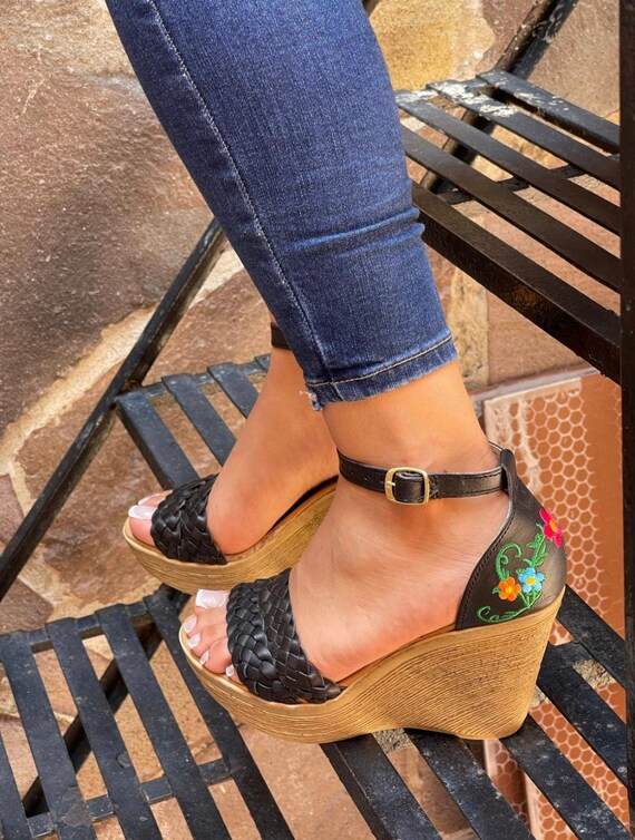Embroidered wedges sales