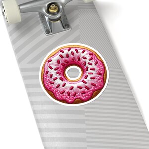 Embroidered Pink Glazed Donut Kiss-Cut Stickers, Simpsons Fans Gift, Cute Cartoon Character Decal, Laptop, Phone, Water Bottle Decor, Foodie
