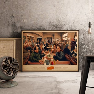 Manifesto dello show televisivo Seinfeld, stampa artistica di sitcom classica, commedia iconica di New York, ritratto di Kramer, arte murale in carta kraft, regalo per gli amanti delle sitcom