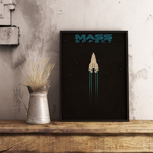 Poster di Mass Effect, arte murale del comandante Shepard, stampa su carta kraft in stile vintage, decorazione per sala giochi, regalo per giocatori