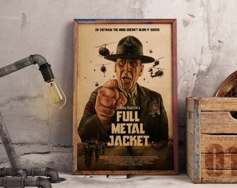 Full Metal Jacket Movie Poster, Classic War Film Print on Kraft Paper, Vintage Military Cinema Decor, Gift for Veterans