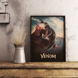 Poster Venom, Tom Hardy Wall Art, Decorazione murale supereroe, Decorazione per la casa vintage, Stampa su carta kraft, Regalo per fan