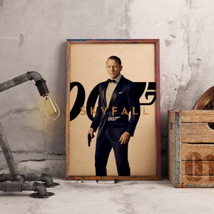Poster del film Skyfall, stampa del film James Bond 007 su carta Kraft, arte cinematografica di spionaggio vintage, regalo per i fan di Bond