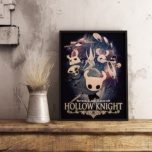 Poster di Hollow Knight, arte murale per videogiochi, stampa su carta kraft, decorazione per sala giochi, idea regalo per giocatori