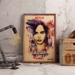 Poster della serie TV Jessica Jones, arte murale dei supereroi, stampa su carta kraft arrotolata, decorazione murale retrò, regalo per lei