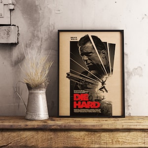 Poster del film Die Hard - Stampa di un classico film d'azione, John McClane, Nakatomi Plaza, carta da parati artistica da parete in carta kraft, regalo per gli appassionati di film d'azione