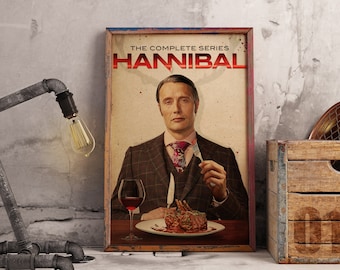 Hannibal TV Series Poster, Mads Mikkelsen Wall art, Dr. Lecter Fan, Kraft Paper Print, Psychological Thriller Wall Art Decor