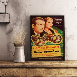 Rear Window Movie Poster: Vintage Hitchcock Film Art, Kraft Paper Print ...