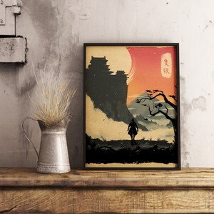 Sekiro: Shadows Die Twice Poster, Gioco Samurai, Stampa su Carta Kraft, Arte murale Guerriero Giapponese, Decorazione per Gamer, Regalo Unico per i Gamer