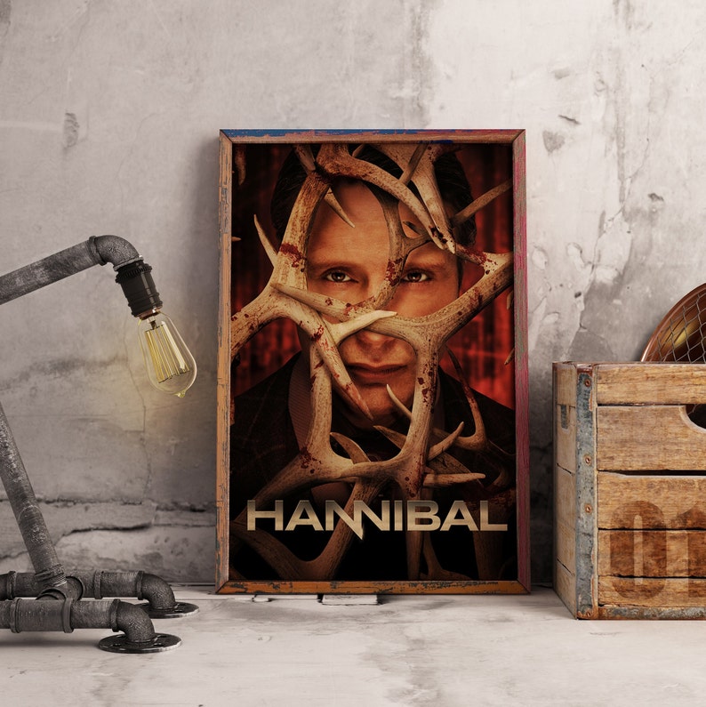 Hannibal TV Series Poster, Mads Mikkelsen Wall art, Dr. Lecter Fan, Kraft Paper Print, Psychological Thriller Wall Art Decor Photo 2