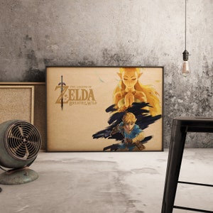 Poster di The Legend of Zelda, arte murale Breath of the Wild, decorazione murale Hyrule Adventure, stampa su carta Kraft, regalo per giocatori