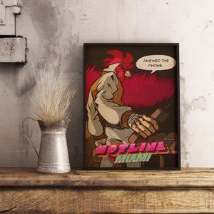 Hotline Miami Game Poster, Don Juan Wall Art, Stampa su Carta Kraft, Decorazione da Parete per Gaming, Regalo per Giocatori
