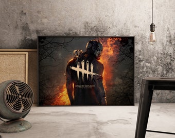 Dead by Daylight Poster, Horror Game Wall Art, Kraft Paper Print, Video Game Wall Decor, Survivor vs. Killer Scene, Gift for Gamers