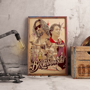 Póster de El Gran Lebowski, arte mural de Jeff Bridges, decoración de películas vintage, impresión en papel kraft, regalo de película retro