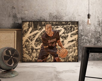 Kobe Bryant Poster, NBA Legend Art Print, Basketball Icon Wall Art, Sports Memorabilia Decor