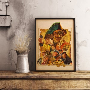 Poster del film The Goonies, classico film degli anni '80, stampa su carta kraft, arte murale con mappa del tesoro avventurosa, decorazione cinematografica retrò, regalo per gli appassionati di cinema