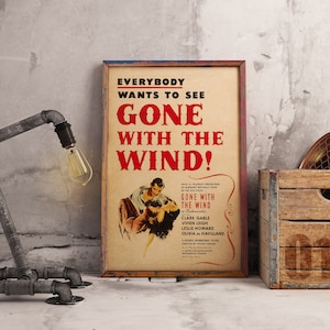 Gone With the Wind Poster, Retro Film Wall Art, Vintage Home Decor, Kraft Paper Print, Gift for Movie Lovers