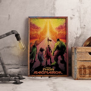 Poster di Thor Ragnarok, stampa del film sui supereroi, stampa su carta kraft, decorazione murale asgardiana
