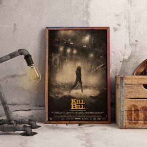 Kill Bill Movie Poster, Quentin Tarantino Film Wall Art, Kraft Paper Print, Uma Thurman Samurai Sword Art, Retro Movie Gift