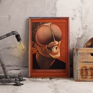 Poster The Fly, Woodifield Wall Art, Decorazione murale retrò, Dipinto vintage, Stampa su carta kraft, Regalo per gli amanti del cinema