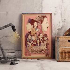 Poster del Grand Budapest Hotel, film di Wes Anderson, stampa su carta kraft arrotolata, arredamento retrò per la casa, regalo per appassionati di cinema