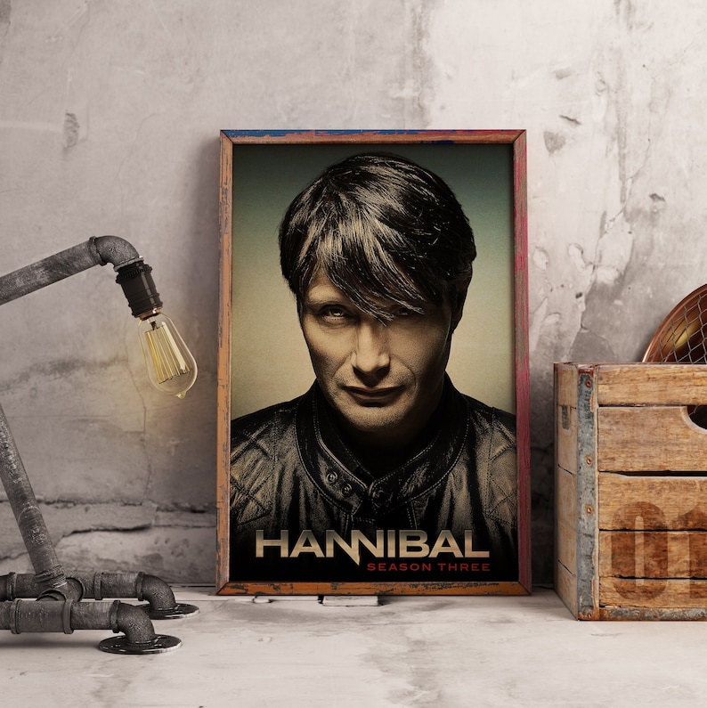 Hannibal TV Series Poster, Mads Mikkelsen Wall art, Dr. Lecter Fan, Kraft Paper Print, Psychological Thriller Wall Art Decor Photo 7