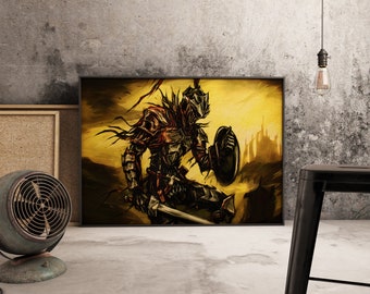 Dark Souls Poster: Bonfire Knight Kraft Paper Print