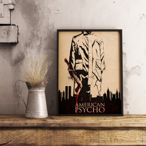 American Psycho Movie Poster, Christian Bale as Patrick Bateman, Iconic Thriller Film Wall Art Decor, Gift for fans