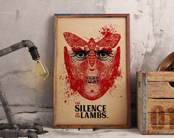 Vintage Silence of the Lambs Poster: Classic Horror Film Art on Kraft Paper