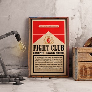 Poster Fight Club, stampa di film classici, arte di film cult, Brad Pitt e Edward Norton, decorazione da parete
