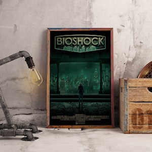BioShock-gameposter, Rapture City-print, decor onderwater utopia, vintage sci-fi videogame kunst aan de muur, cadeau voor gamers