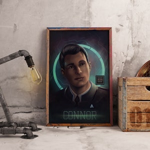 Poster Detroit Become Human, Connor, Kara Wall Art, decorazione da parete per videogiochi di fantascienza, stampa su carta kraft, regalo per giocatori