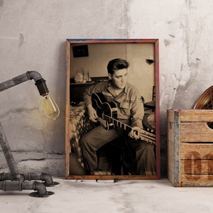 Póster de Elvis Presley, leyenda de la música retro, arte mural, impresión en papel kraft, decoración de pared vintage, regalo de rock and roll.