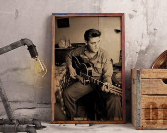 Elvis Presley Poster, Retro Music Legend Wall Art, Kraft Paper Print, Vintage Wall Decor, Rock&#39;n Roll Gift