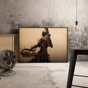Poster del gioco Bloodborne, arte murale horror gotica, paesaggio da sogno del cacciatore, decorazione murale per videogiochi, stampa su carta kraft, regalo per videogiochi dark fantasy