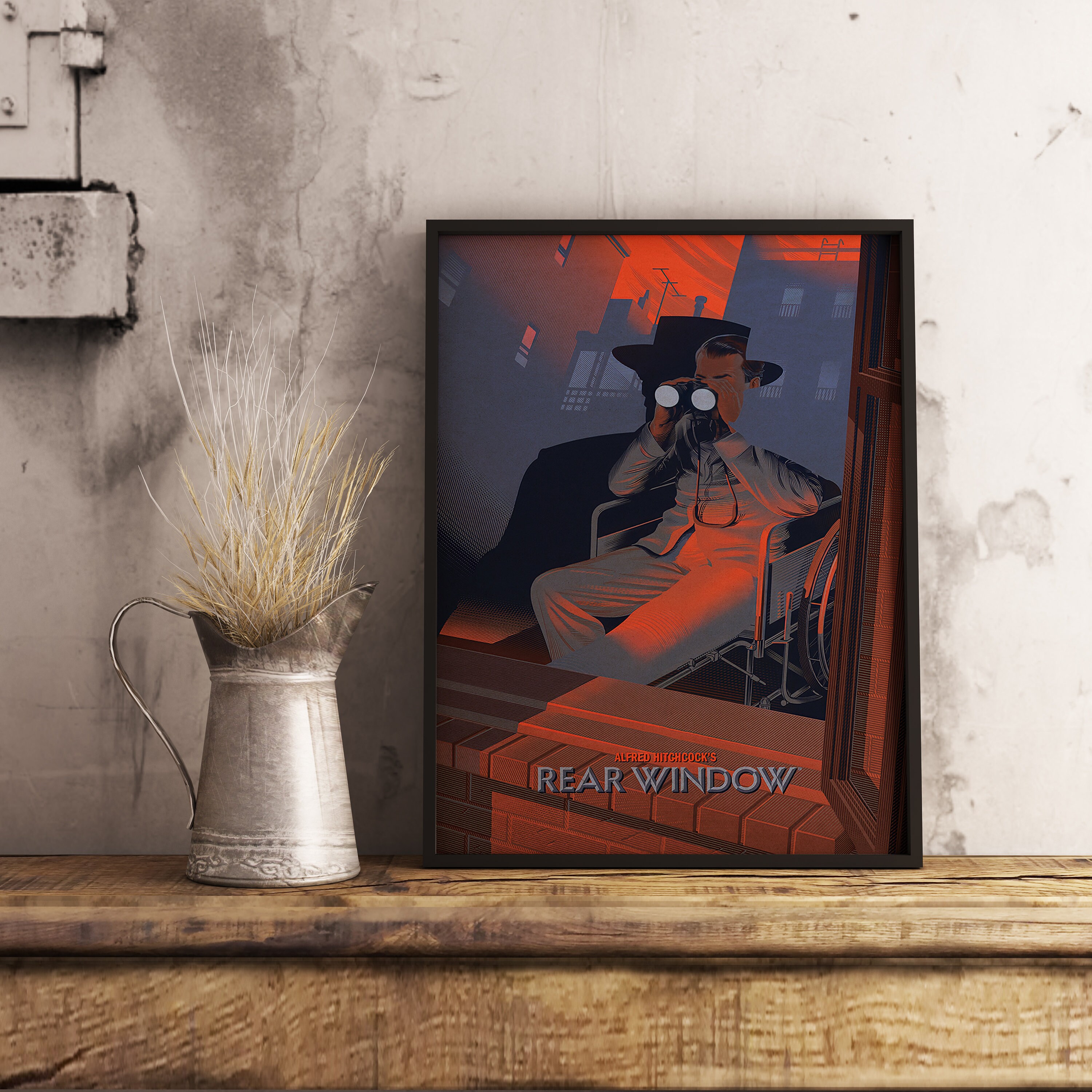 Rear Window Movie Poster: Vintage Hitchcock Film Art, Kraft Paper Print ...