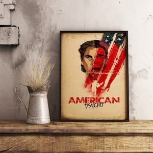 Poster del film American Psycho, Patrick Bateman Wall Art, Stampa su carta Kraft, Decorazione murale cinematografica, Regalo per appassionati di cinema