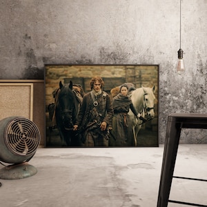 Outlander TV Show Poster, Claire and Jamie Fraser, Scottish Highlands, Time Travel Romance, Kraft Paper Print Gift for Series Fans